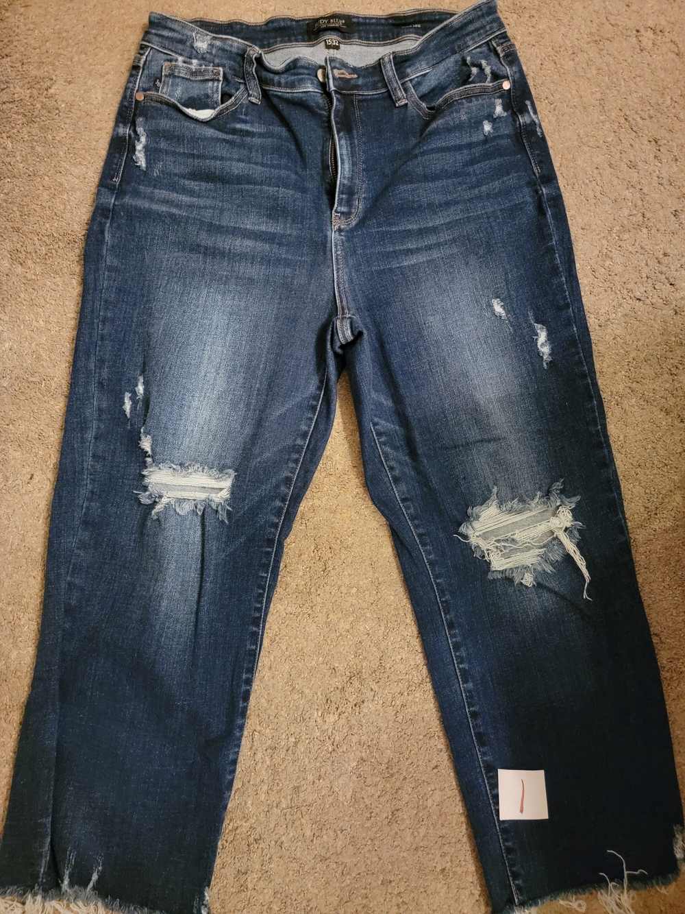 Judy Blue Dark Blue Distressed Straight Leg Jeans